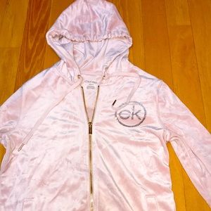 Calvin Klein lush velour like NEW hoodie soft pink Small